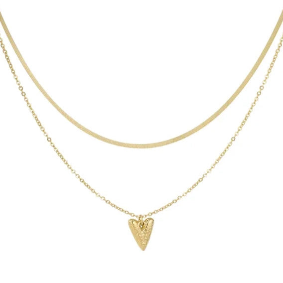 Lovely Heart Halskette Gold 18K Edelstahl